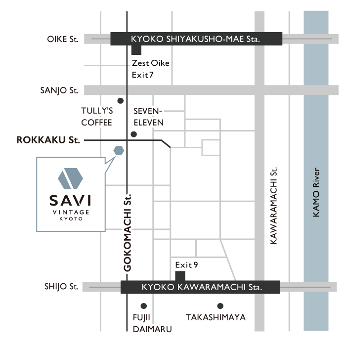 SAVI VINTAGE KYOTO MAP
